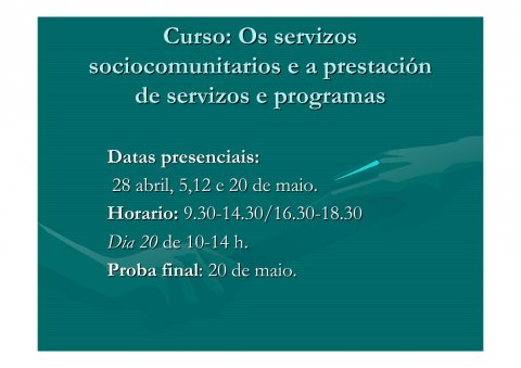 Os servizos sociocomunitarios e a prestacion de servizos e programas